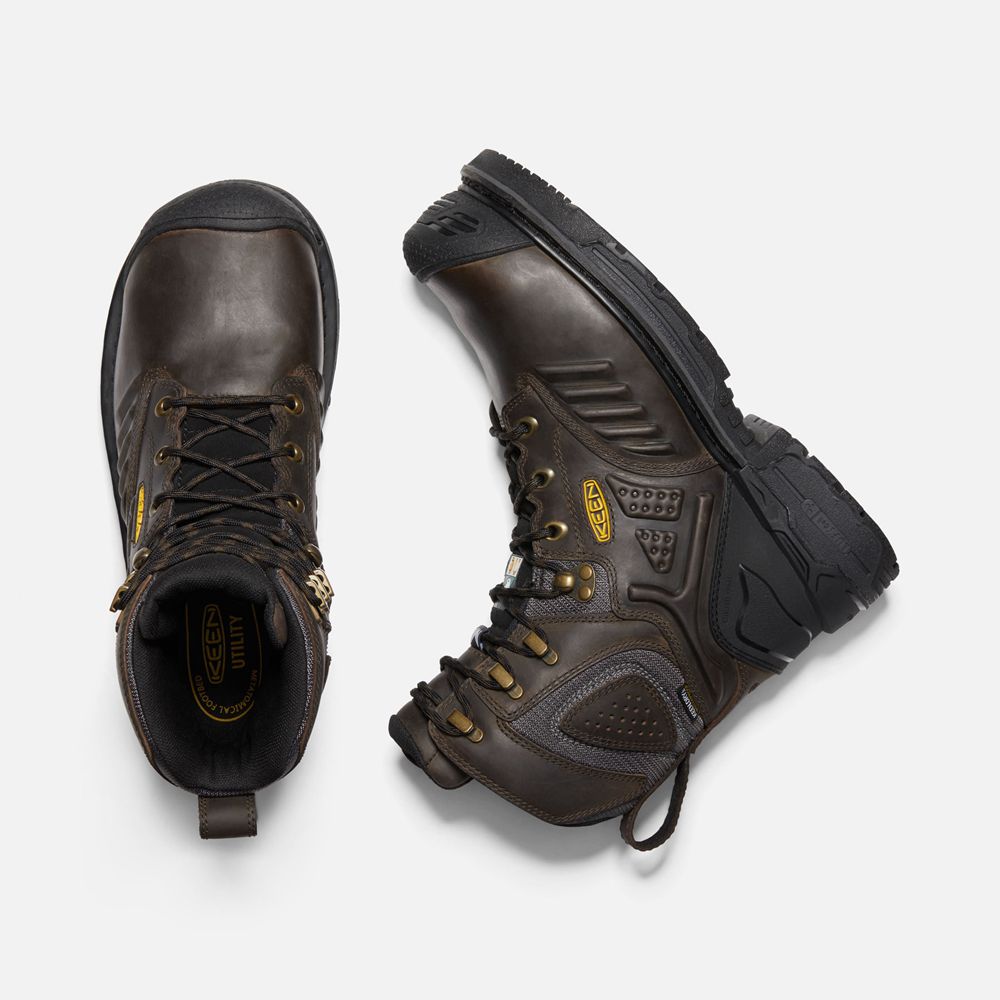 Botte de Travail Keen Homme Noir Marron | Csa Philadelphia 8\" Internal Met Waterproof (Carbon-Fiber